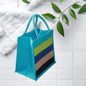 <b>Personalised</b> Large Jute Tote <b>Bag</b> with Wild Flowers Floral Design Customised <b>Shopping</b> and Gift <b>Bag</b> - Product Image 1