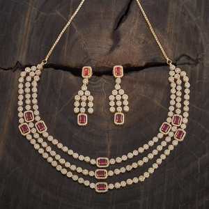 Zircon Necklace 173416 Elegant <b>Wedding</b> <b>Accessory</b> with Dazzling Zircon Stones - Product Image 4