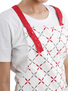 Delantal de cocina sin mangas con cintura de algodón natural rojo de alta calidad con correas ajustables y bolsillo frontal para uso doméstico y hotelero - Product Image 3