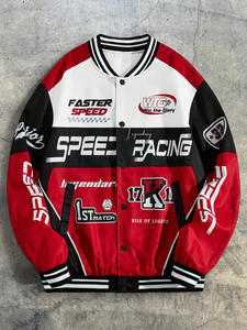 Avant Garde Biker Style Varsity Veste Personnalisé 100% Polyester Stand Baseball Coupe ample Goutte Fermeture Éclair Hiver Satin Service OEM - Product Image 6