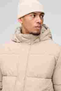 Chaqueta acolchada alta para hombre de la mejor calidad, Capucha con cuello embudo para cortavientos de óxido, piel de tela de lona acolchada de invierno cálido - Product Image 6