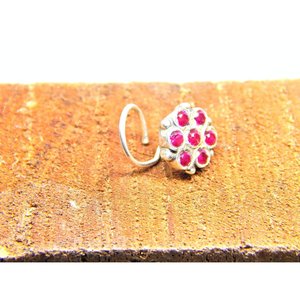 Bijoux de piercing fin en argent sterling 925 avec anneau de nez et clou de nez en rubis naturel - Product Image 6