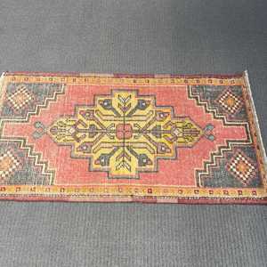 1.6x3.1 ft <b>Rug</b>, <b>Small</b> Turkish <b>Rug</b>, Red Striped <b>Rug</b> - Product Image 2