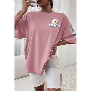 T-shirt à manches courtes pour femme 100% coton, respirant, séchage rapide, décontracté, basique, logo personnalisé, OEM, vente en gros, t-shirt pour femme - Product Image 1