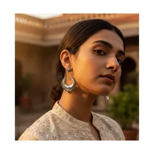 Pendientes de Plata de Ley 925 con Filigrana para Mujer, Chapados en Oro con Perla y Diamante, Forma Geométrica, para Bodas, Fiestas, Regalos - Product Image 3