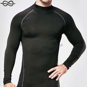 Camisetas de compresión de manga larga con cuello alto térmico para hombre, ropa deportiva personalizada OEM, comodidad de rendimiento - Product Image 1