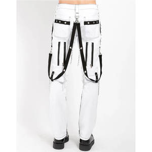 PANTALONES GÓTICOS UNISEX PUNK BLANCOS CON CONTRASTE NEGRO ESTILO FÁBRICA VENTA AL POR MAYOR 2026 - Product Image 4