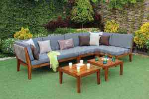 High-End Outdoor Sectional Sofa with Handwoven Rope and Wooden Platform - Product Image 4