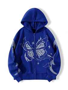 Venta al por mayor de sudaderas con capucha de diamantes de imitación de los hombres de alta calidad de moda bordada sudadera personalizada ligera duradera sudaderas con capucha para los hombres - Product Image 3