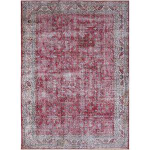 Alfombra de Lana Anudada a Mano Estilo Vintage, Diseño Floral Rojo y Naranja, Estilo Boho para Decoración de Sala de Estar, Alfombra de Pasillo 9x12 -Pae-2378 - Product Image 1