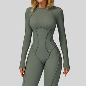 Mono de Yoga de Cintura Alta, Manga Larga, Espalda Descubierta, con Bordado y Logotipo Personalizado para Mujer - Product Image 6