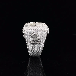 925 <b>Silver</b> Square Custom Letter VVS Moissanite Diamond <b>Ring</b> Iced Out Hip Hop Luxury Statement <b>Men</b> Women Party Wear <b>Ring</b> - Product Image 2