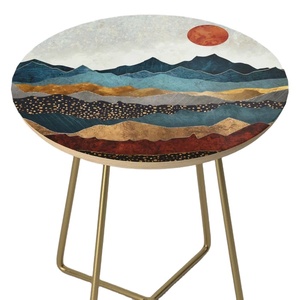 Metal Stand Various Design Antique <b>Wooden</b> with Enamel Printed Dining Room Furniture Round Dining Table - Product Image 1