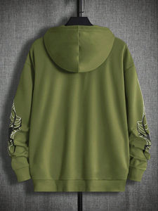 Sudadera con capucha térmica de araña desgastada con apliques parcheados con cremallera lavada ácida de Terry francés Premium de algodón unisex nueva moda al por mayor - Product Image 2