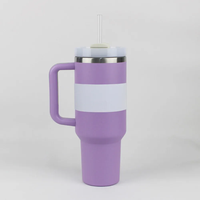 Gobelet isotherme personnalisé avec logo, 40 oz, en acier inoxydable écologique à double paroi, avec poignée et paille, isolation thermique 12-24 heures, style américain