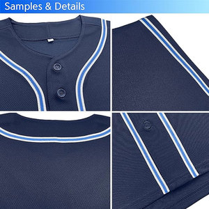 Design classique maillot de Baseball hommes motif à rayures col en V chemise de sport boutonnée pour la compétition d'entraînement blanc sublimé - Product Image 5