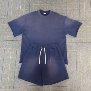 Conjunto corto con logotipo personalizado, chándal personalizado ajustado, ropa de verano para hombre, conjuntos nuevos para hombre, servicio OEM, diseño sólido 100% algodón - Product Image 3