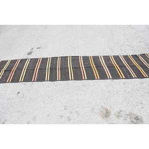 2.1x11.2 ft Runner Turkish Vintage Rug, <b>Brown</b> Animal Print <b>Wool</b> Rug - Product Image 3