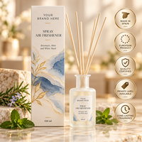 Diffuseur de parfum à bâtonnets Private Label Menthe Romarin & Musc Blanc 100ml |   Parfum d'ambiance méditerranéen frais |   Fabricant OEM Espagne