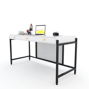 Meuble de bureau exécutif minimaliste 160x70cm, table d'ordinateur moderne BGD68046 avec tiroirs robustes et cloison en mélaminé style bois - Product Image 2