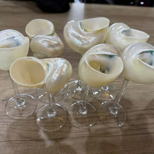 Hecho a mano elegante Turbo Seashell cóctel taza 20cm estilo costero Eco Shell vidrio para boda o Tiki fiesta regalos artesanías verano - Product Image 1