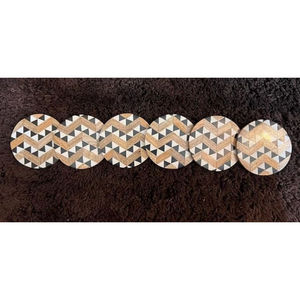 Nuevos posavasos de madera redondos Vintage, posavasos multicolores con incrustaciones de hueso en zigzag, posavasos organizador de mesa de comedor, precio mayorista - Product Image 3