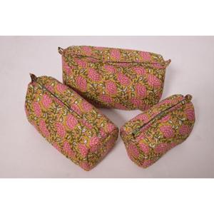 Indian National <b>Large</b> Portable Cotton Makeup <b>Bag</b> Travel Zipper Pouch Printed for Cosmetic Organizer - Product Image 5