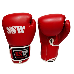 Gants de boxe MMA en cuir de vachette véritable de haute qualité 6oz gants d'entraînement de poinçonnage en plein air évacuation de l'humidité à lacets - Product Image 1