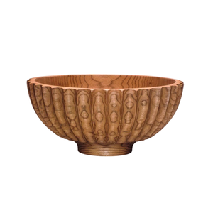 Tazón de Madera Naranja Acanalado Hecho a Mano, Tazón Decorativo Tallado a Mano, Tazón para Servir de Madera Dura de Calidad de Exportación al por Mayor, Decoración del Hogar - Product Image 1