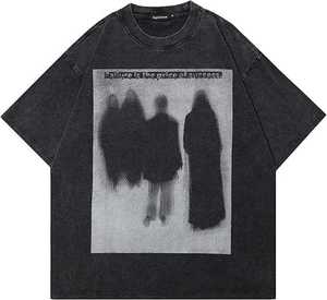 340gsm impresión personalizada Vintage cosecha en blanco Casual pantalla de seda Jersey Material ropa de calle camiseta - Product Image 3