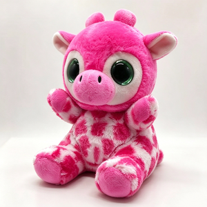 Customized <b>Plush</b> Pink White Spotted Giraffe <b>Plush</b> Toy, Cute Big Green Glitter Eyes Stuffed Animal - Product Image 4