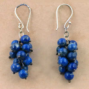 Boucles d'oreilles pendantes en lapis-lazuli lustré avec crochet en argent 925 - Tendance pour femmes - Product Image 2