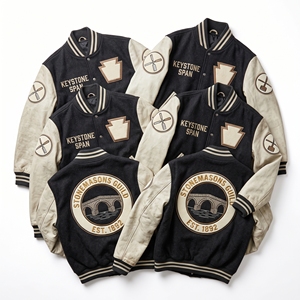 Bulk Supplier Varsity Letterman Jacket Wool Leather Sleeves Lighthouse Embroidery <b>Ship</b> <b>Wheel</b> Patch Navy Bomber Coat - Product Image 5