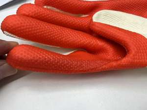 <b>Red</b> String Knitted Glove with <b>Latex</b> Coating on Palm Polyester Cotton Liner Reinforced Anti-Slip & Anti-Vibration - Product Image 5