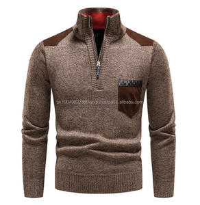 New Men Waterproof Embroidered 100% Cotton Hooded Zipper <b>Neck</b> Long Sleeve Pullover Sweater Autumn Winter Outerwear - Product Image 5