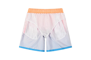 Short de bain en polyester 100% pour homme, élastique, respirant, mi-taille, doublure en toile, couleur unie - Product Image 3