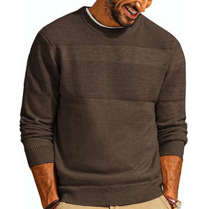 Pull en tricot personnalisé pour hommes Pull en coton OEM Mode Tricots Vente en gros en vrac Approvisionnement d'usine - Product Image 1