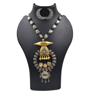 Collier de bijoux à la mode de meilleure qualité avec boucles d'oreilles en laiton collier traditionnel bicolore pour femmes et filles - Product Image 1