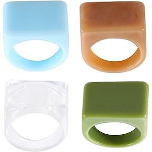 Bagues Y2K multicolores en forme de goutte d'eau pour femmes, bagues empilables tendance en résine pour les doigts, accessoires pour les mains, bijoux cadeaux pour femmes 2024 - Product Image 2