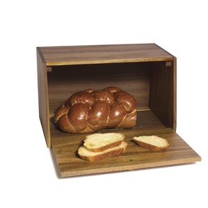 Best Single Layer Bread Box in Rich Dark Wood with Fluted Transparent <b>Glass</b> Front Drop Down <b>Door</b> and Wooden <b>Knob</b> Stylish Kitchen - Product Image 6