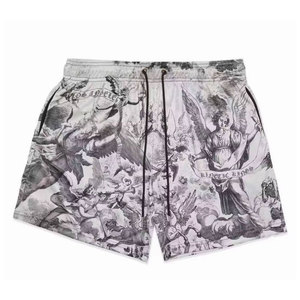 Shorts de sport décontractés pour hommes de haute qualité, 100 % coton, à motif bordé, séchage rapide, taille élastique, tricotés - Product Image 6