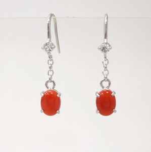 Pendientes colgantes de cabujón de coral rojo natural de moda - Product Image 4