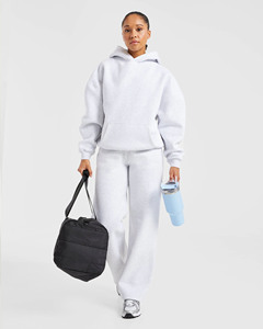Logo personnalisé de haute qualité surdimensionné couleur grise femmes survêtement sweats à capuche et pantalons de survêtement survêtement 2 pièces pantalons d'entraînement de gymnastique - Product Image 6