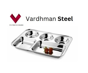 Thép không gỉ 5 ngăn lộn xộn khay với các cạnh tròn thép hình chữ nhật <span class=keywords><strong>thali</strong></span> ăn trưa & bữa ăn tối tấm bhojan <span class=keywords><strong>thali</strong></span> - Product Image 5
