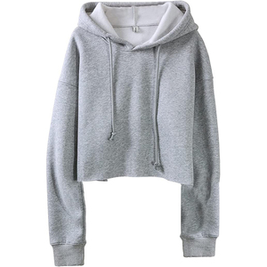 เสื้อฮู้ดครอปผู้หญิง ระบายอากาศได้ดี สีและขนาดตามสั่ง รับผลิตแบบ OEM ขายส่ง เสื้อกันหนาวมีฮู้ดสำหรับฤดูใบไม้ร่วง - Product Image 1