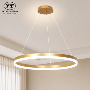 Lámpara de Techo Moderna con Anillo Metálico, 45W, Tricolor, Regulable con Control Remoto, Acabado Dorado, para Comedor, Decoración Interior del Hogar - Product Image 1