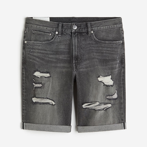 2025 haute qualité personnalisé hommes Denim Shorts Streetwear cristal ample Baggy Vintage lavé strass Denim Shorts - Product Image 1