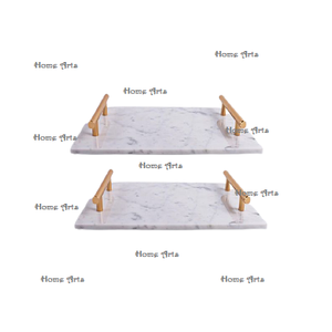 Bandeja de servicio de comida de calidad exclusiva en bandeja de servicio de dulces de mármol con asas de latón para uso doméstico en hoteles - Product Image 5