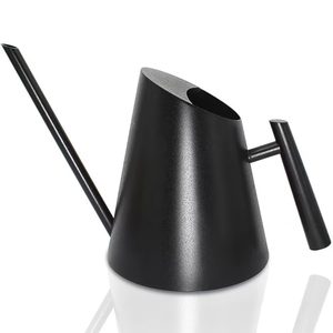 Arrosoir noir contemporain avec bec courbé allongé et poignée haute en boucle pour le jardinage - Product Image 1