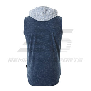 Sweat à capuche sans manches de haute qualité pour hommes avec poches avant pour les mains Sweat à capuche de gymnastique sans manches - Product Image 5